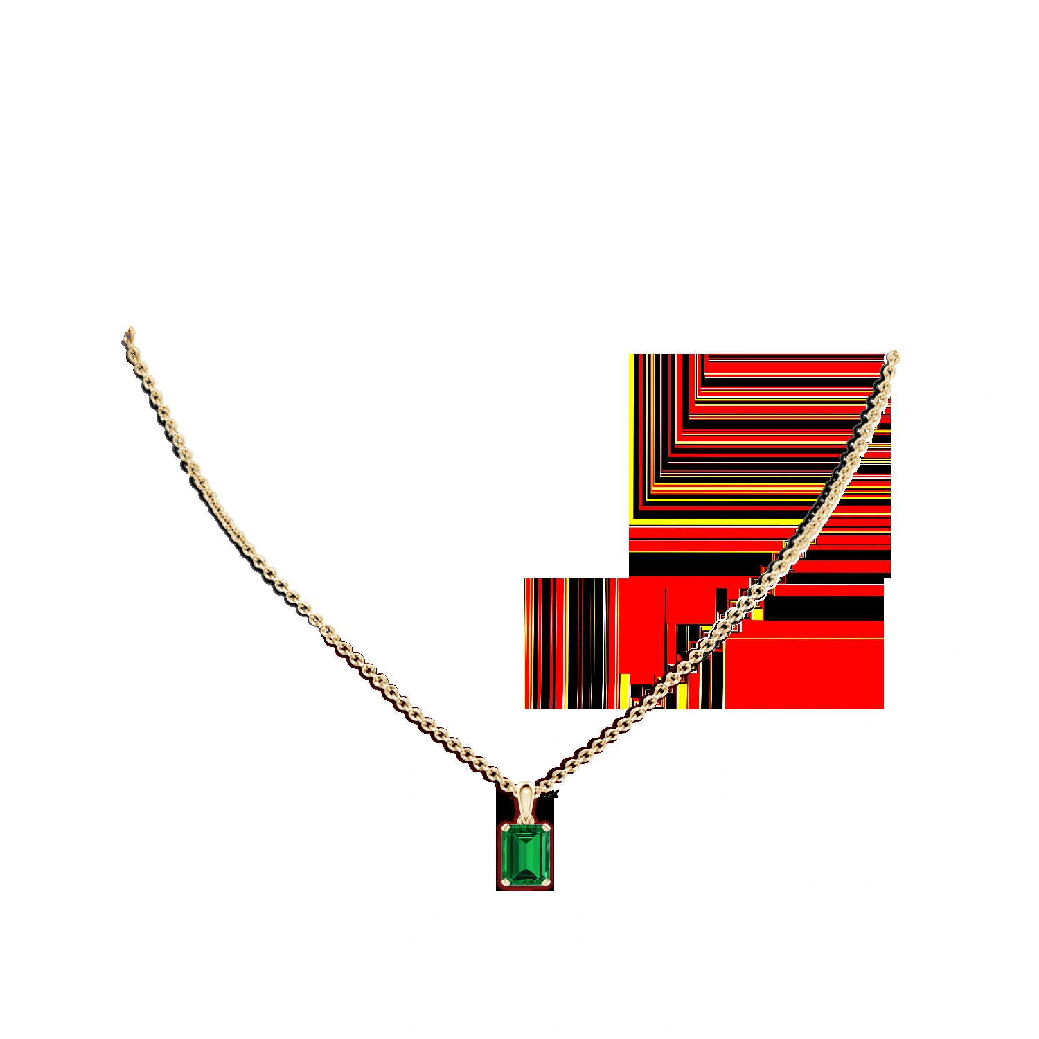 Prong-Set Emerald-Cut Lab-Grown Emerald Solitaire Pendant dimension