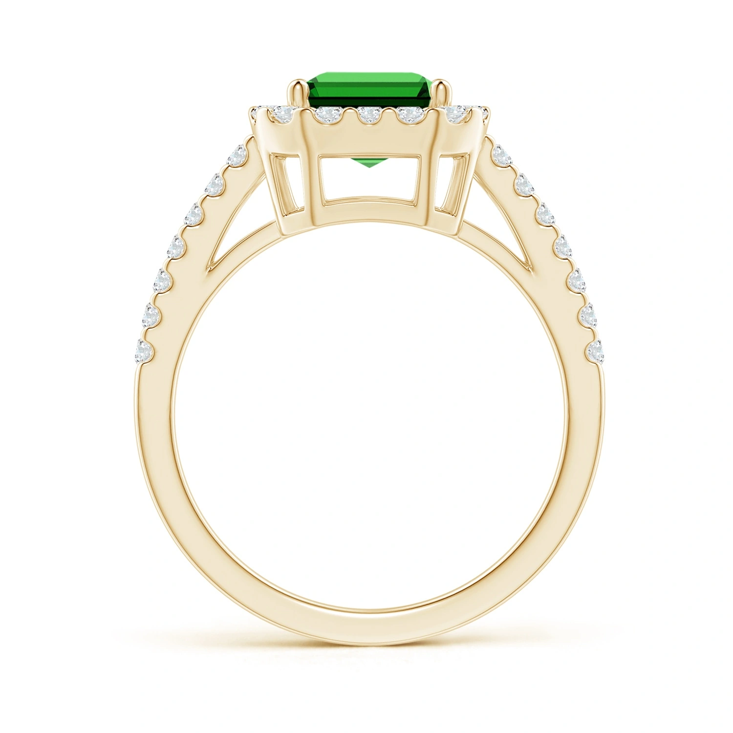 Emerald-Cut Lab-Grown Emerald Diamond Halo Ring detail