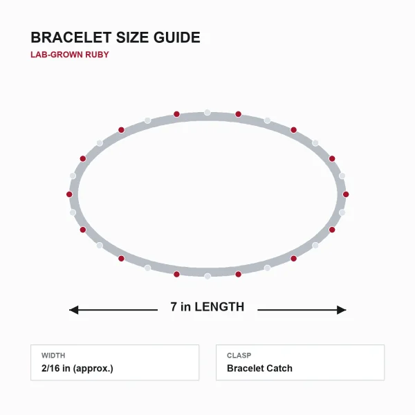 Round Lab-Grown Ruby and Diamond Tennis Bracelet dimension