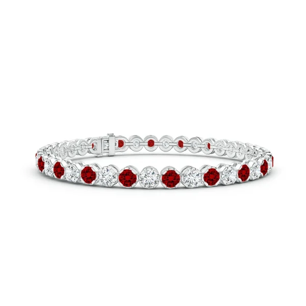 Round Lab-Grown Ruby and Diamond Tennis Bracelet main