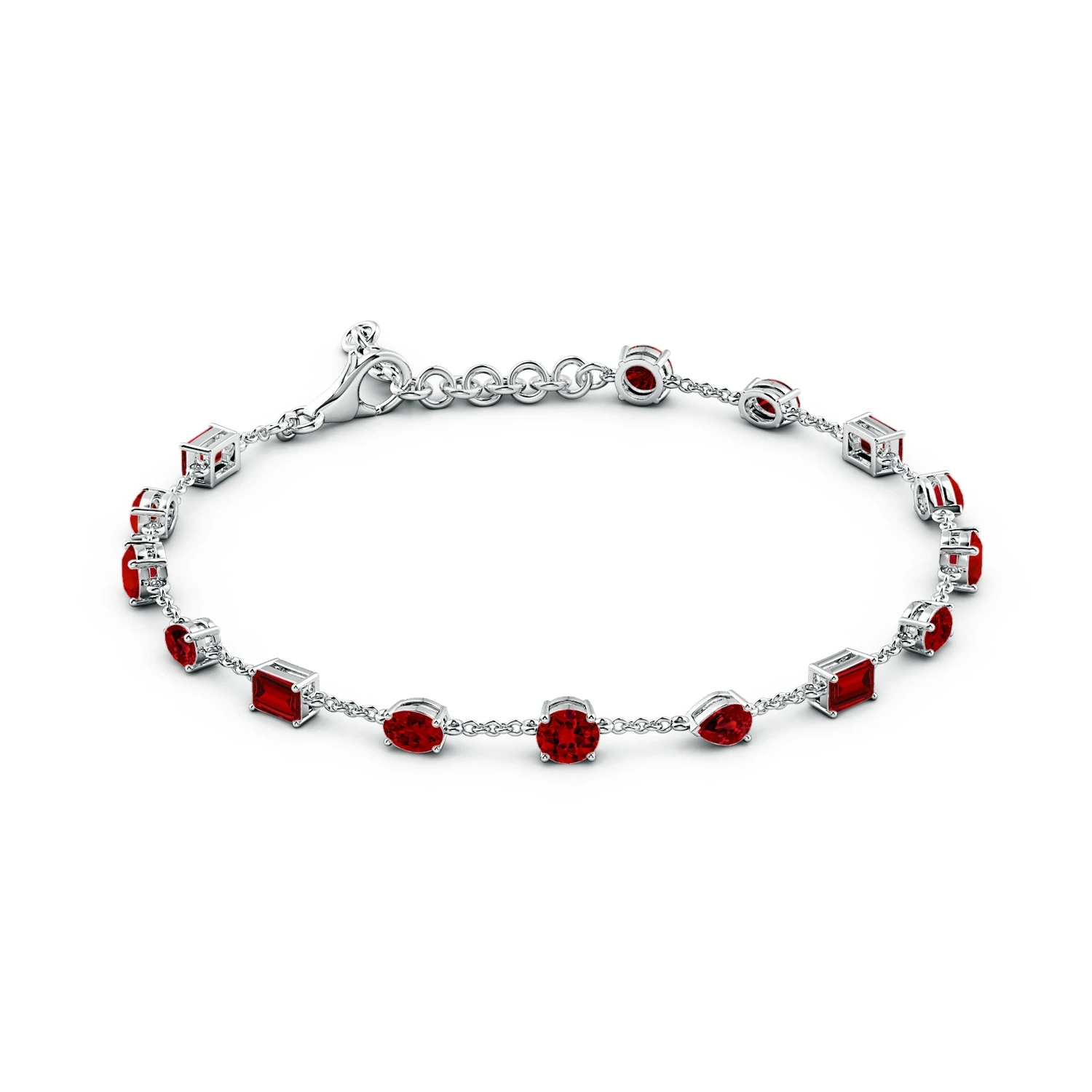 Multi-Shape Lab-Grown Ruby Station Bracelet detail