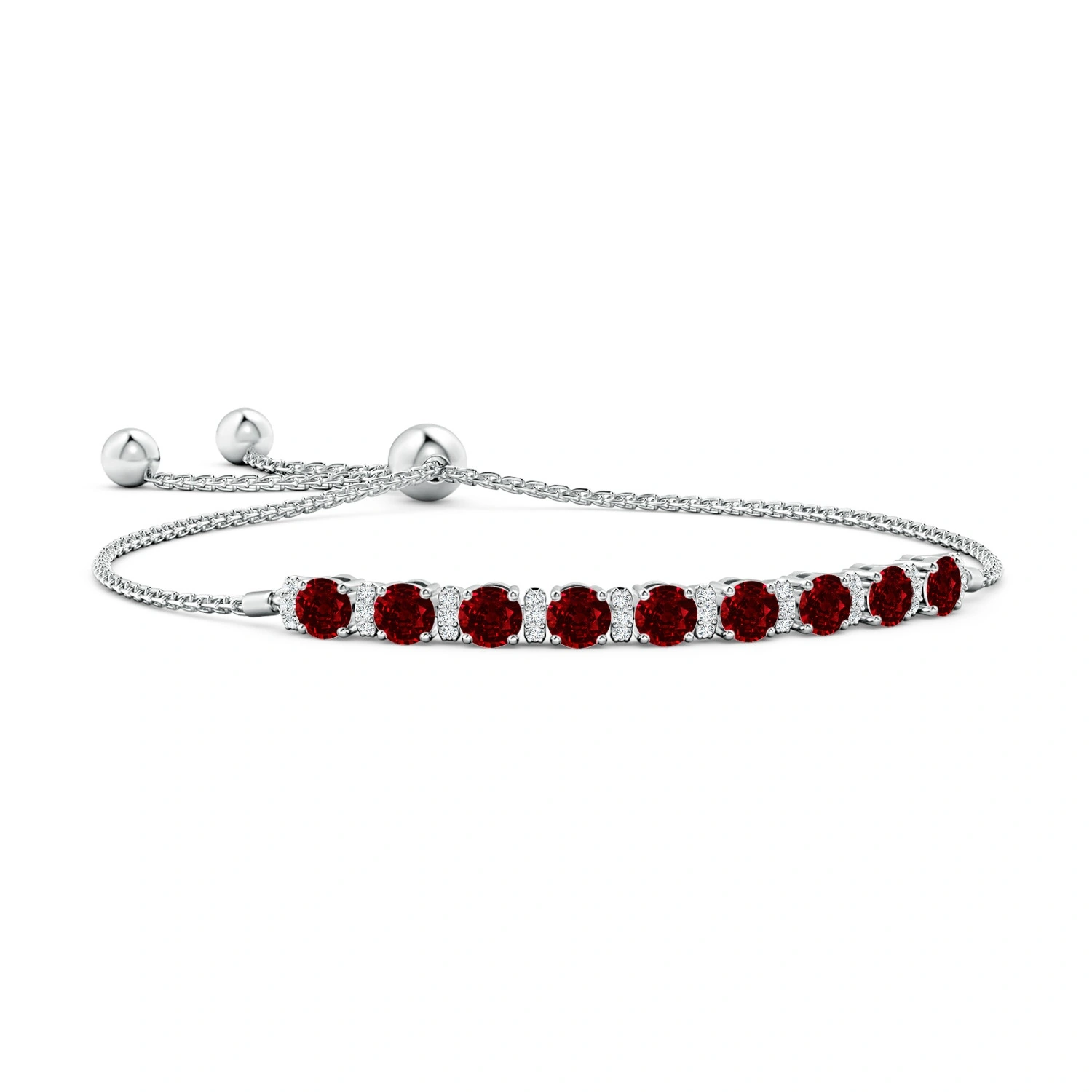 Round Lab-Grown Ruby Bolo Bracelet with Diamond Accents