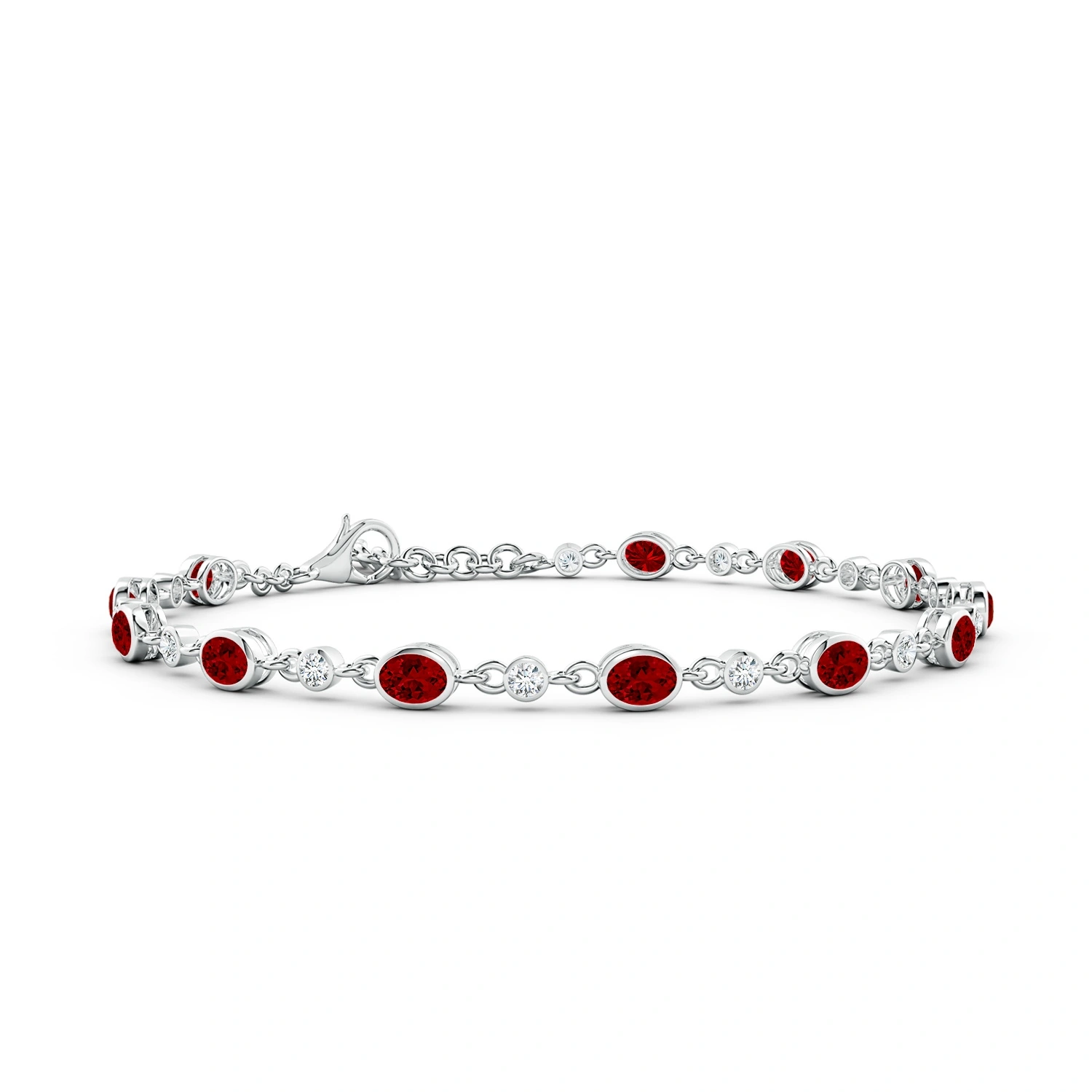 Alternating Oval Lab-Grown Ruby and Round Diamond Tennis Bracelet main