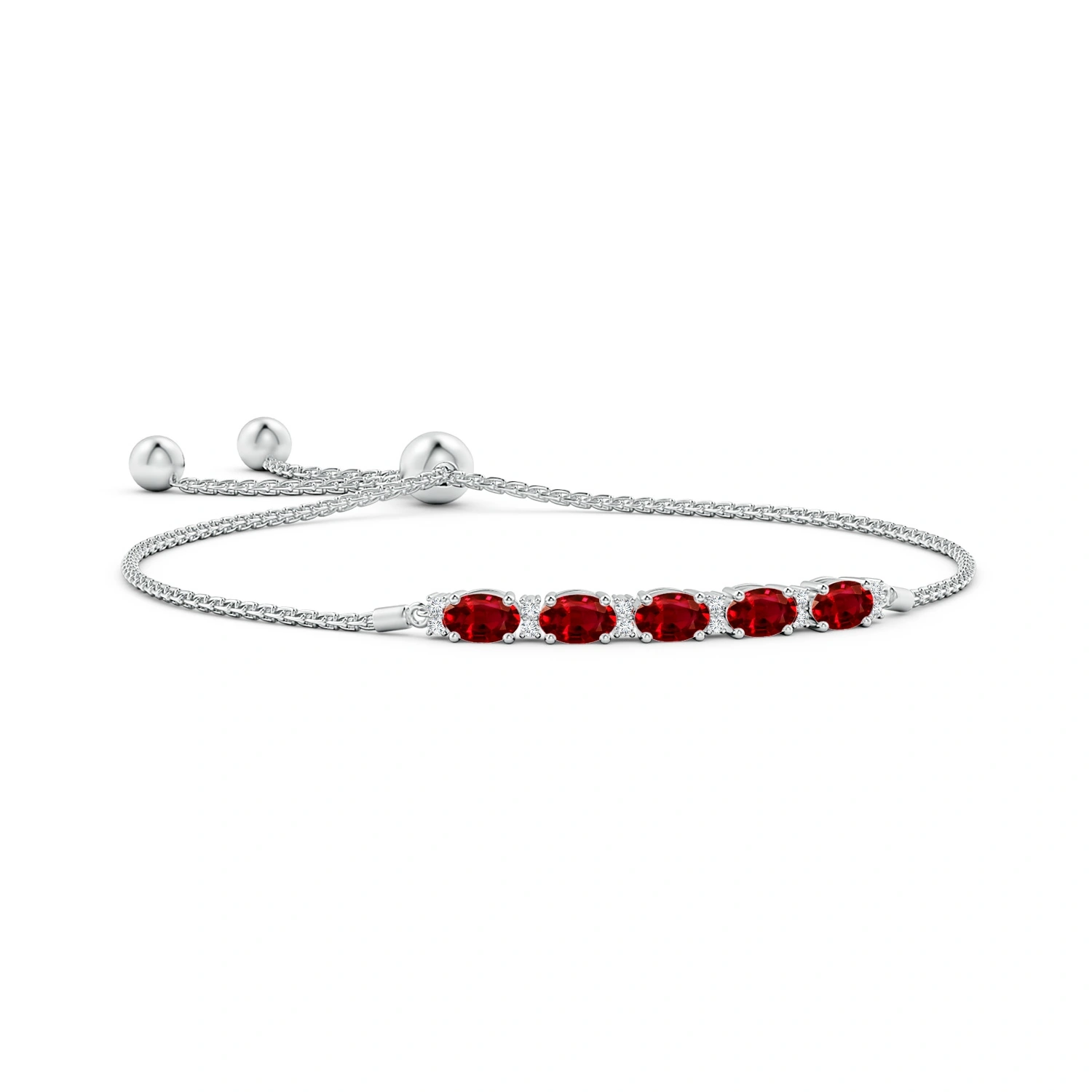East-West Oval Lab-Grown Ruby Bolo Bracelet with Diamonds main