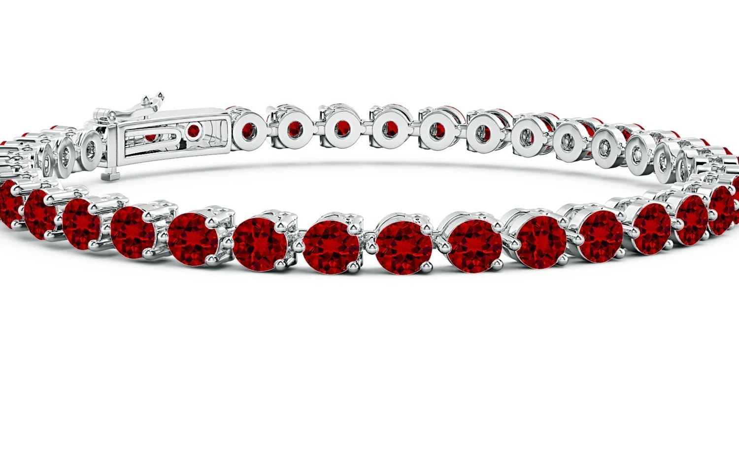 Round Lab-Grown Ruby Link Tennis Bracelet detail
