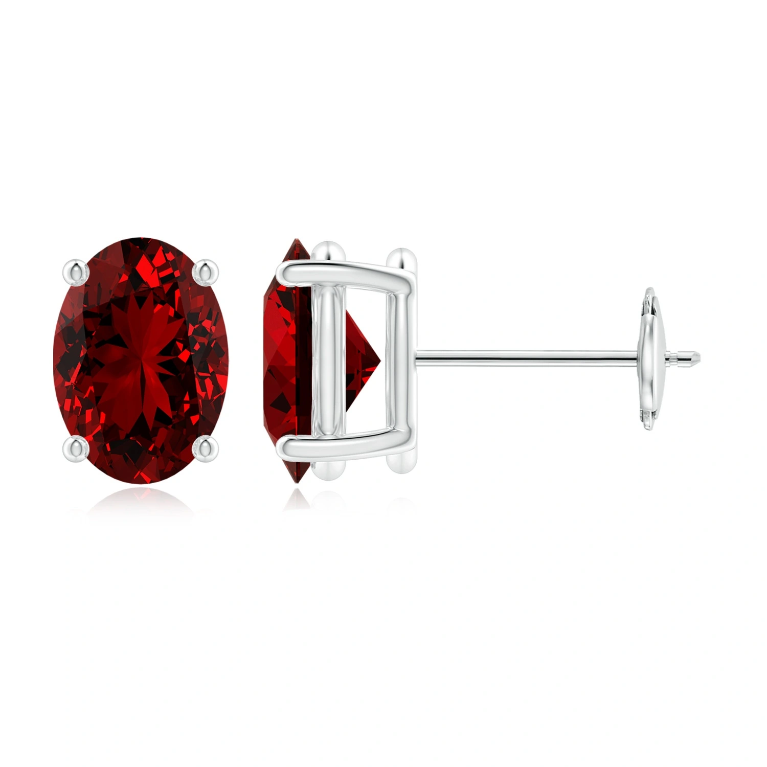 Oval Lab-Grown Ruby Solitaire Stud Earrings main