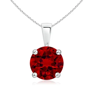 Round Lab-Grown Ruby Four-Prong Solitaire Necklace main