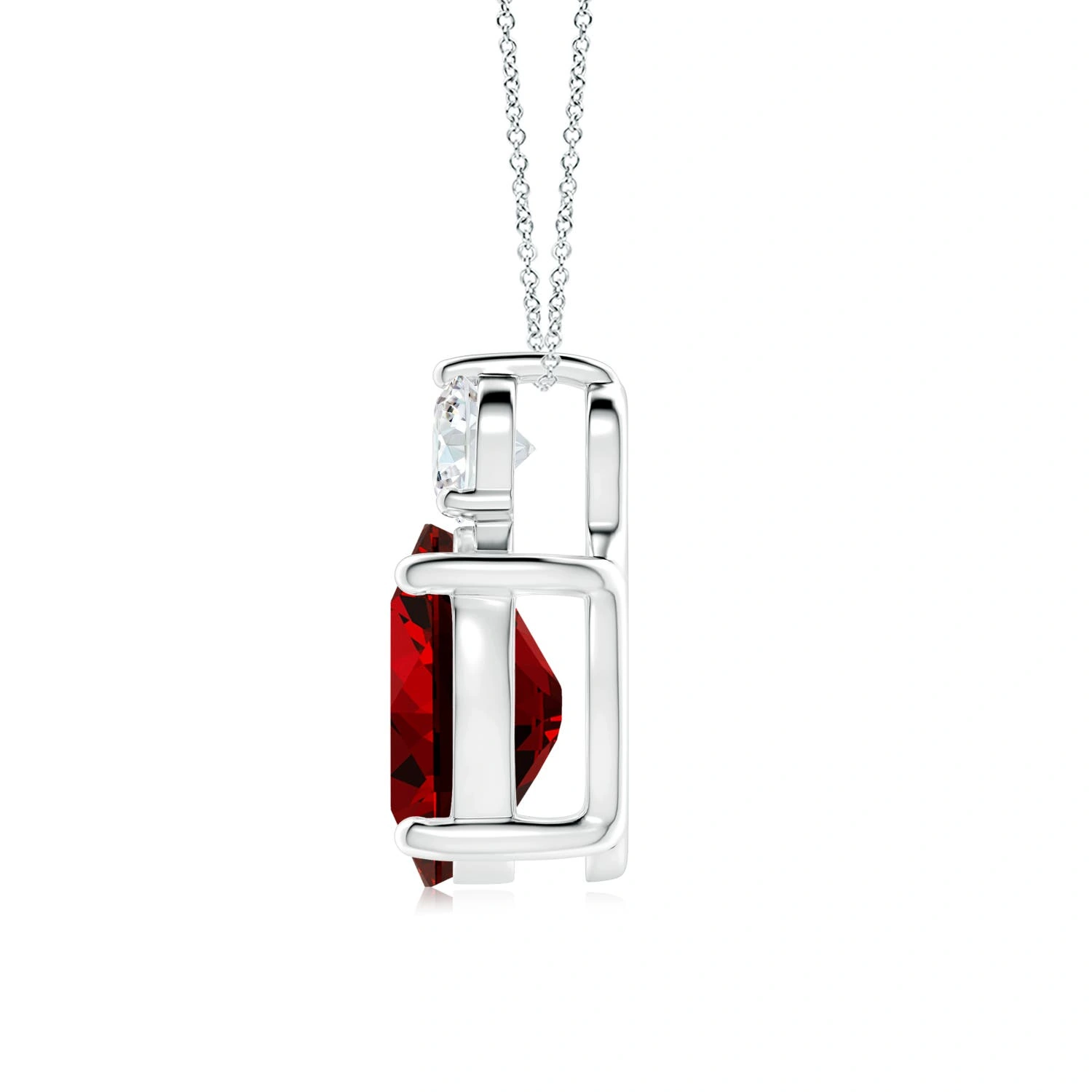 Oval Lab-Grown Ruby Pendant with Diamond Accent detail