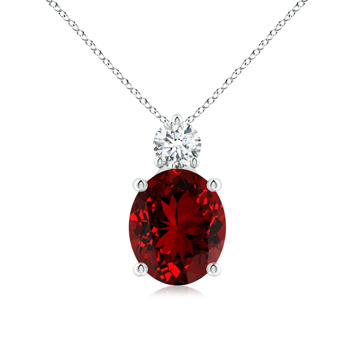 Oval Lab-Grown Ruby Pendant with Diamond Accent main