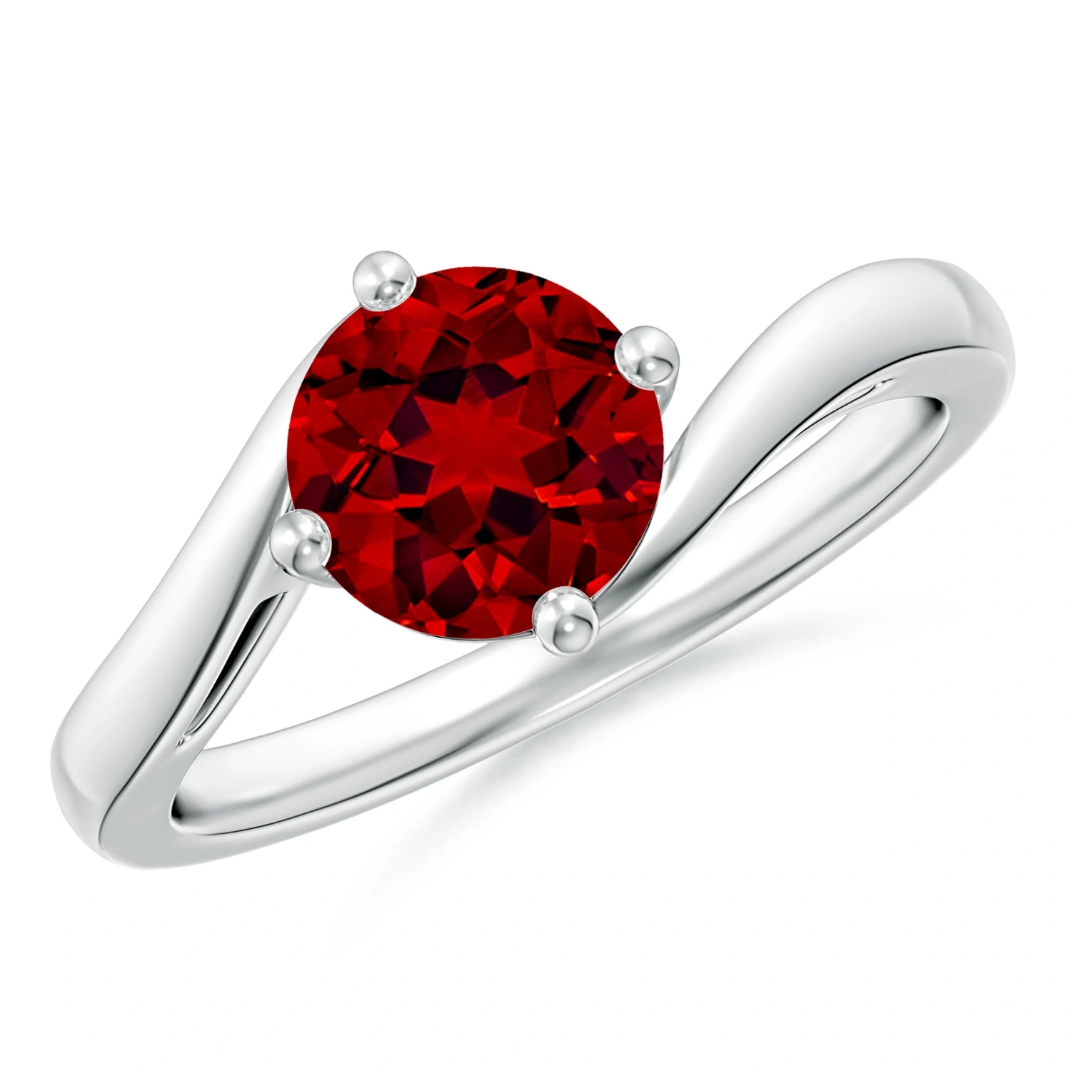 Round Lab-Grown Ruby Solitaire Bypass Engagement Ring