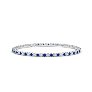 Round Lab-Grown Blue Sapphire and Diamond Tennis Bracelet main