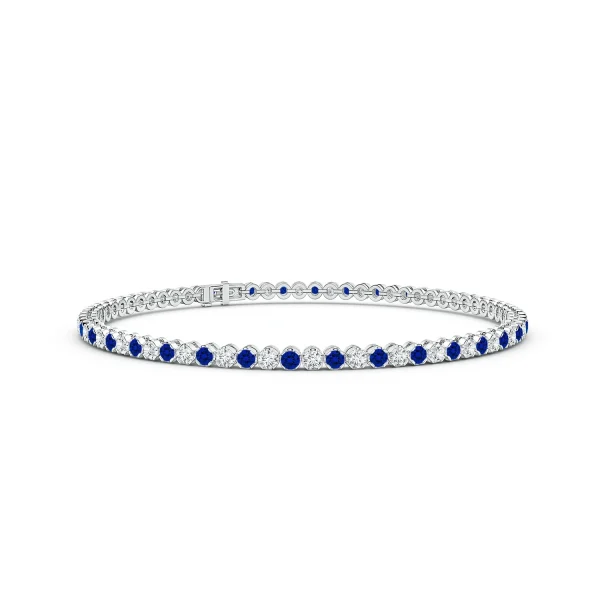 Round Lab-Grown Blue Sapphire and Diamond Tennis Bracelet main
