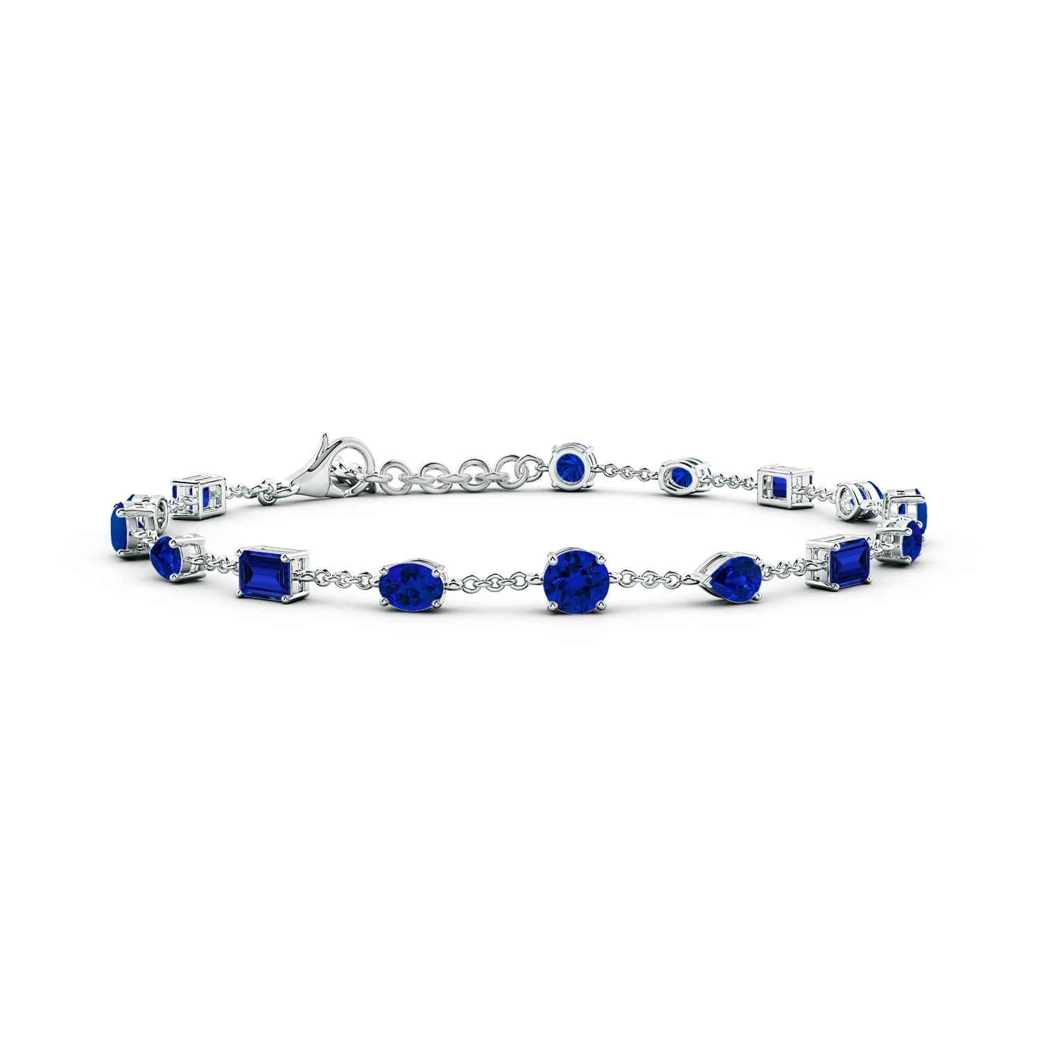 Multi-Shape Lab-Grown Blue Sapphire Station Bracelet main