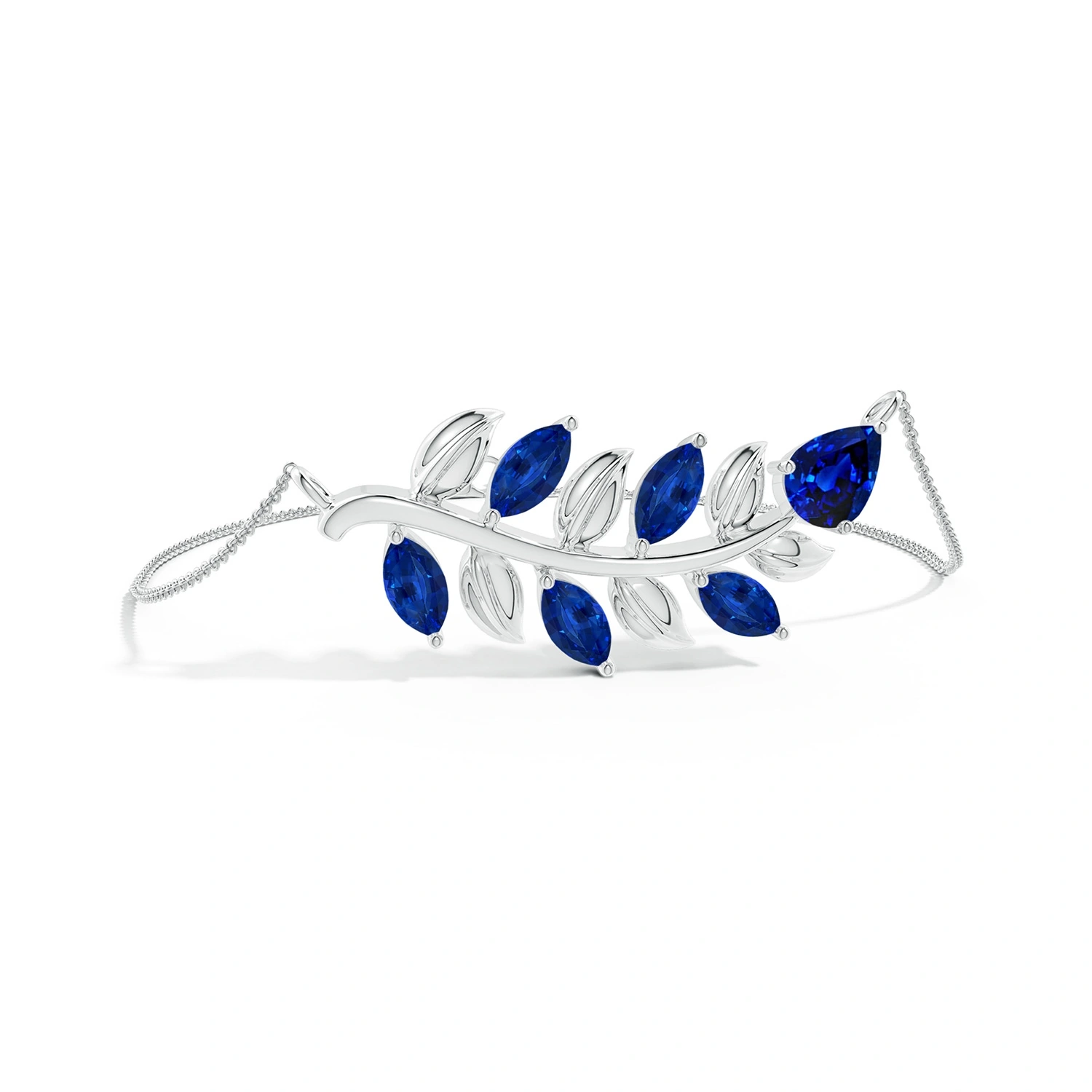 Pear and Marquise Lab-Grown Sapphire Olive Branch Bracelet