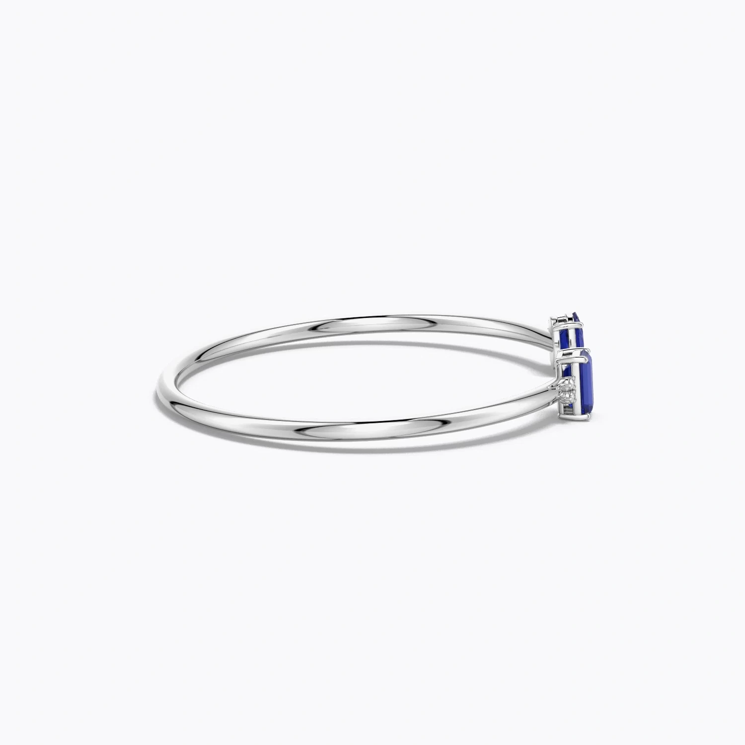 Two-Stone Oval and Emerald-Cut Lab-Grown Sapphire Cuff Bracelet detail