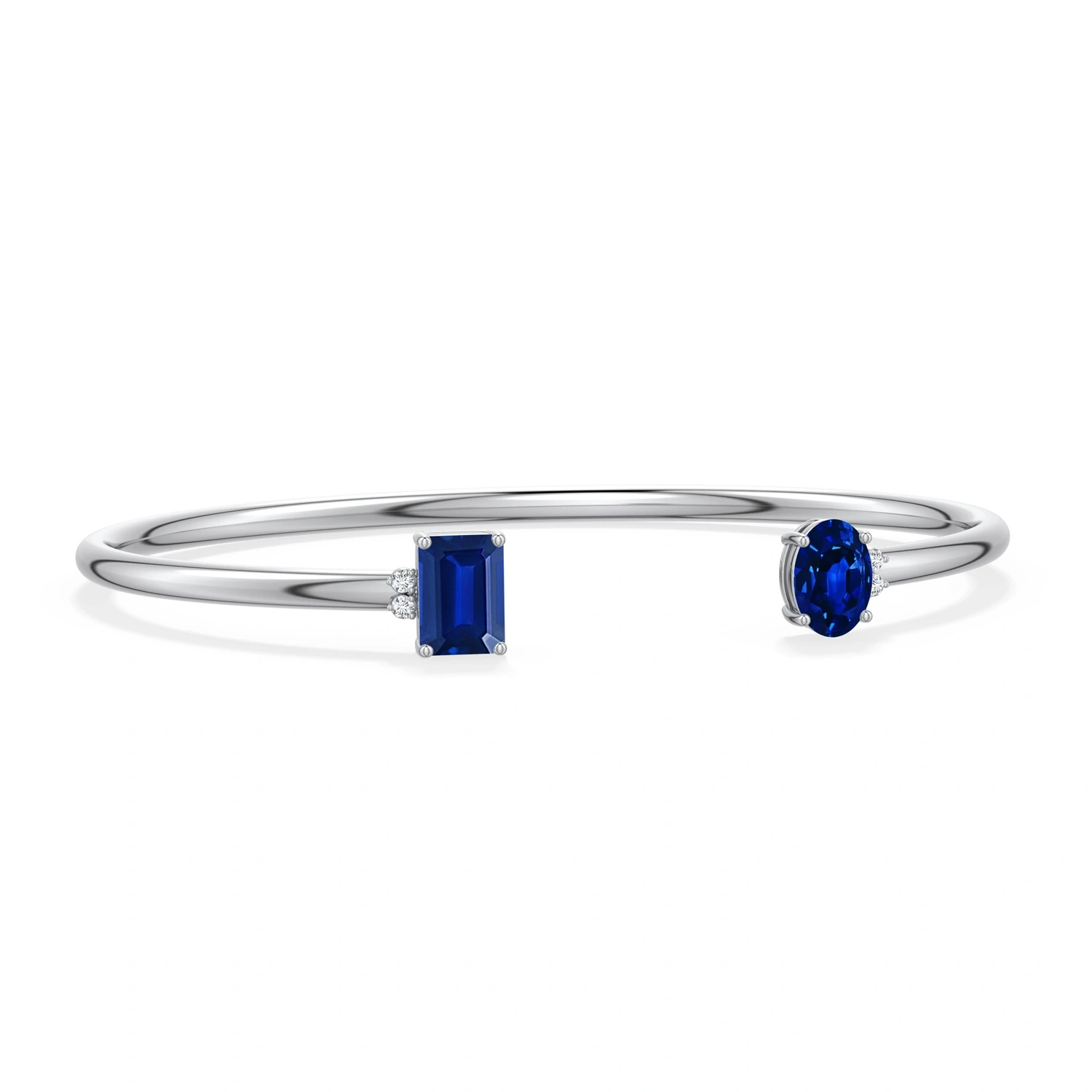 Two-Stone Oval and Emerald-Cut Lab-Grown Sapphire Cuff Bracelet main