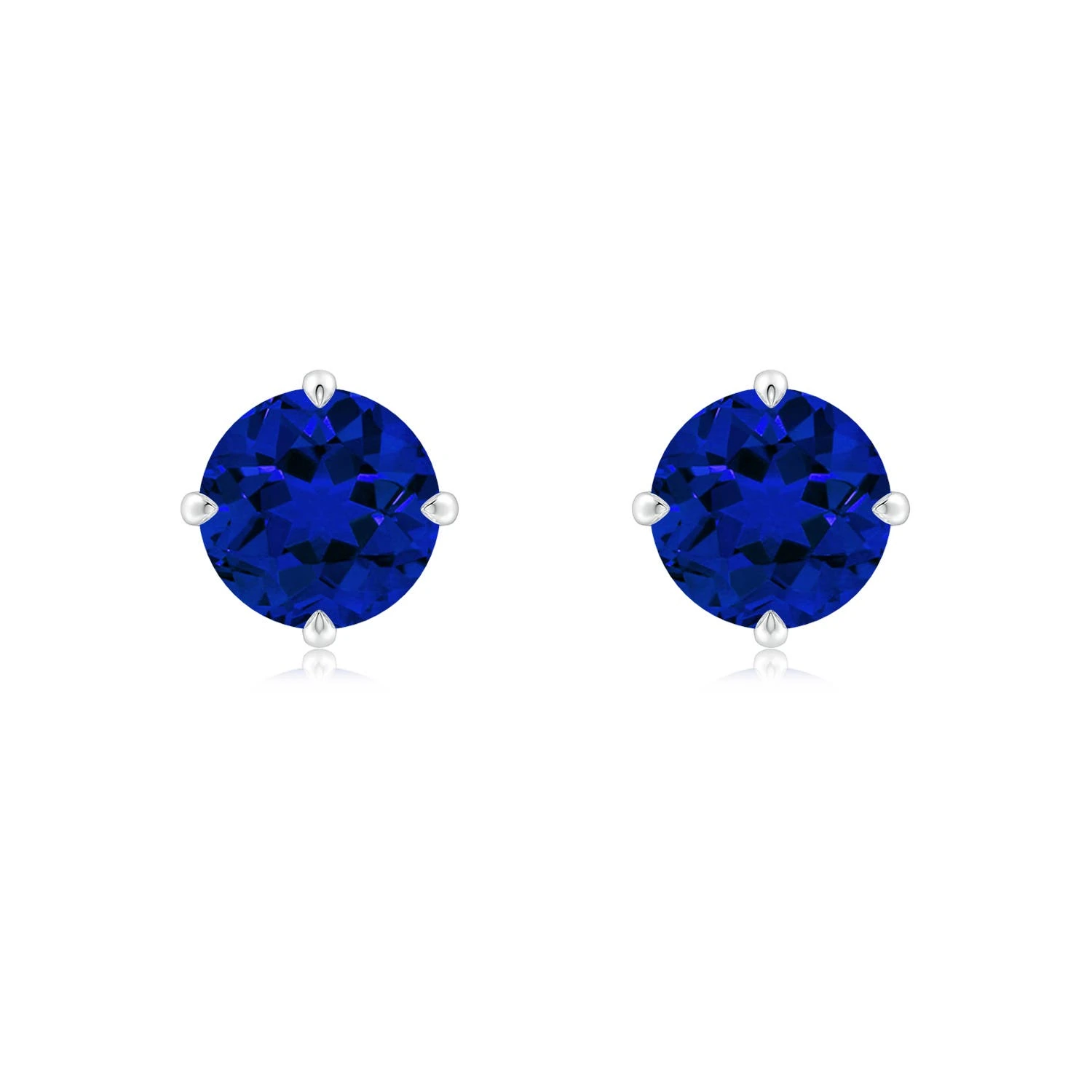 Round Lab-Grown Blue Sapphire Claw-Set Solitaire Stud Earrings main