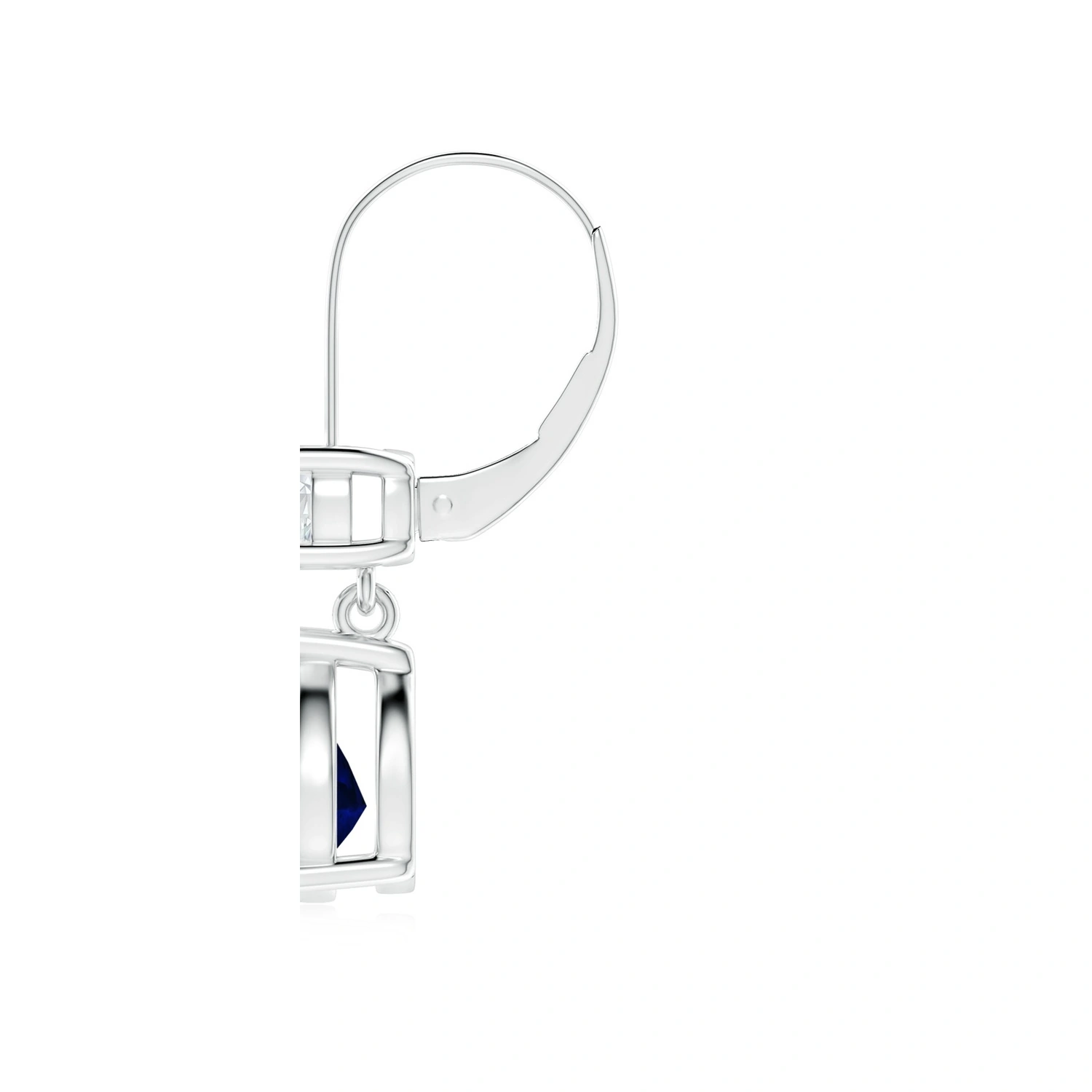 Pear-Shaped Lab-Grown Sapphire Leverback Drop Earrings with Diamonds detail
