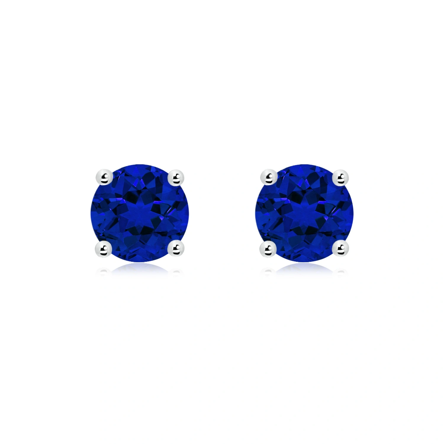 Round Lab-Grown Blue Sapphire Solitaire Stud Earrings main