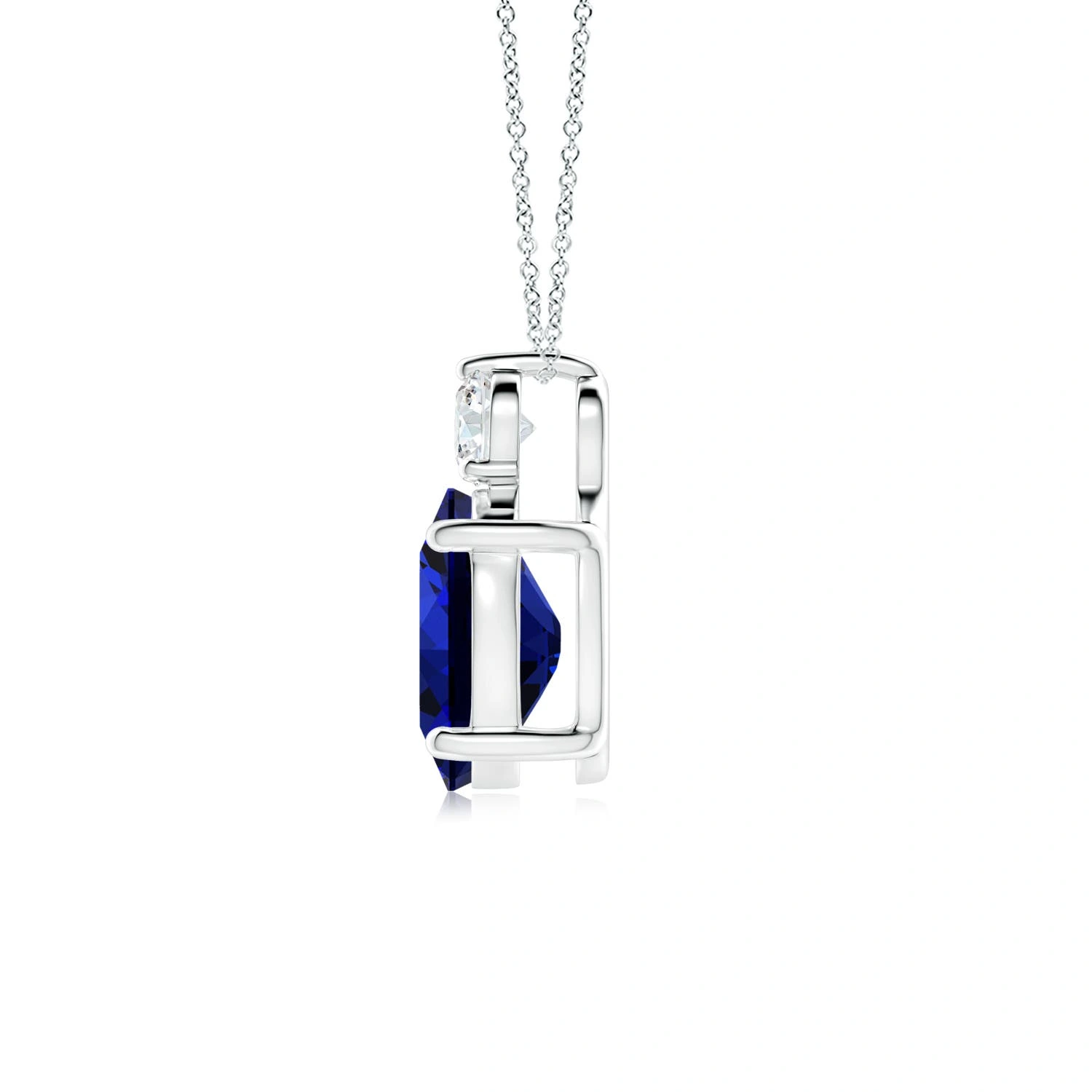 Oval Lab-Grown Sapphire Pendant with Diamond Accent detail