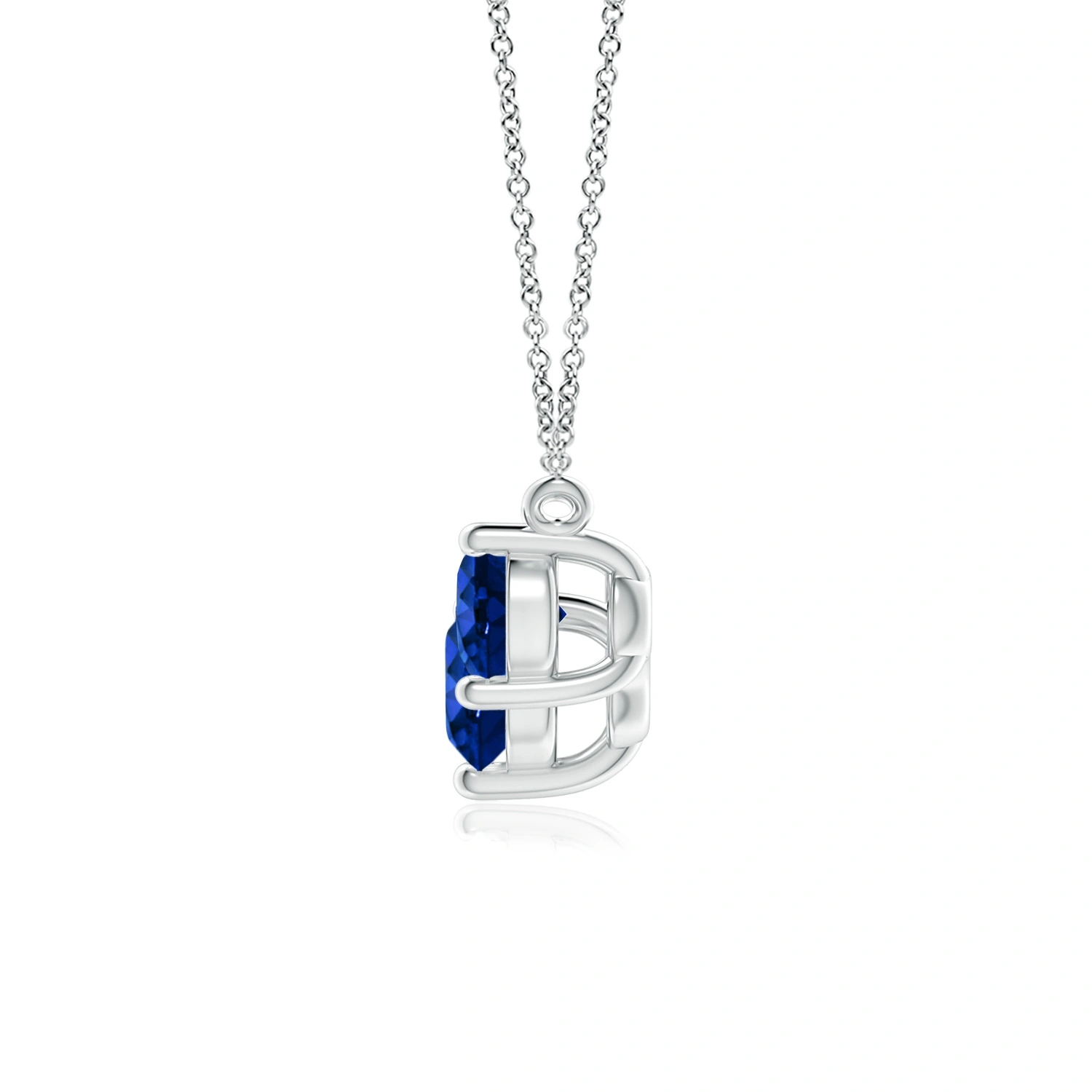 Classic Trio Round Lab-Grown Sapphire Necklace detail