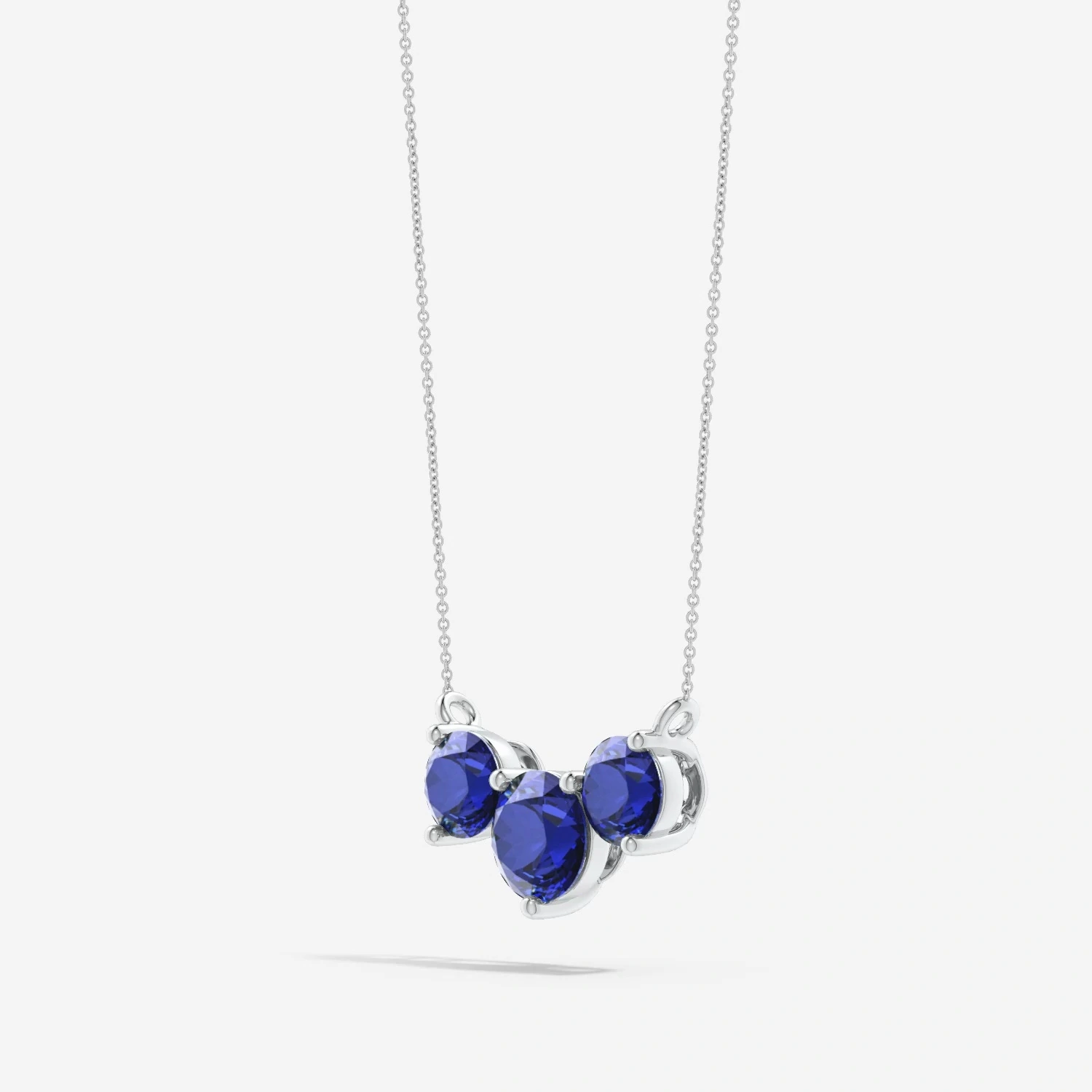 Classic Trio Round Lab-Grown Sapphire Necklace detail