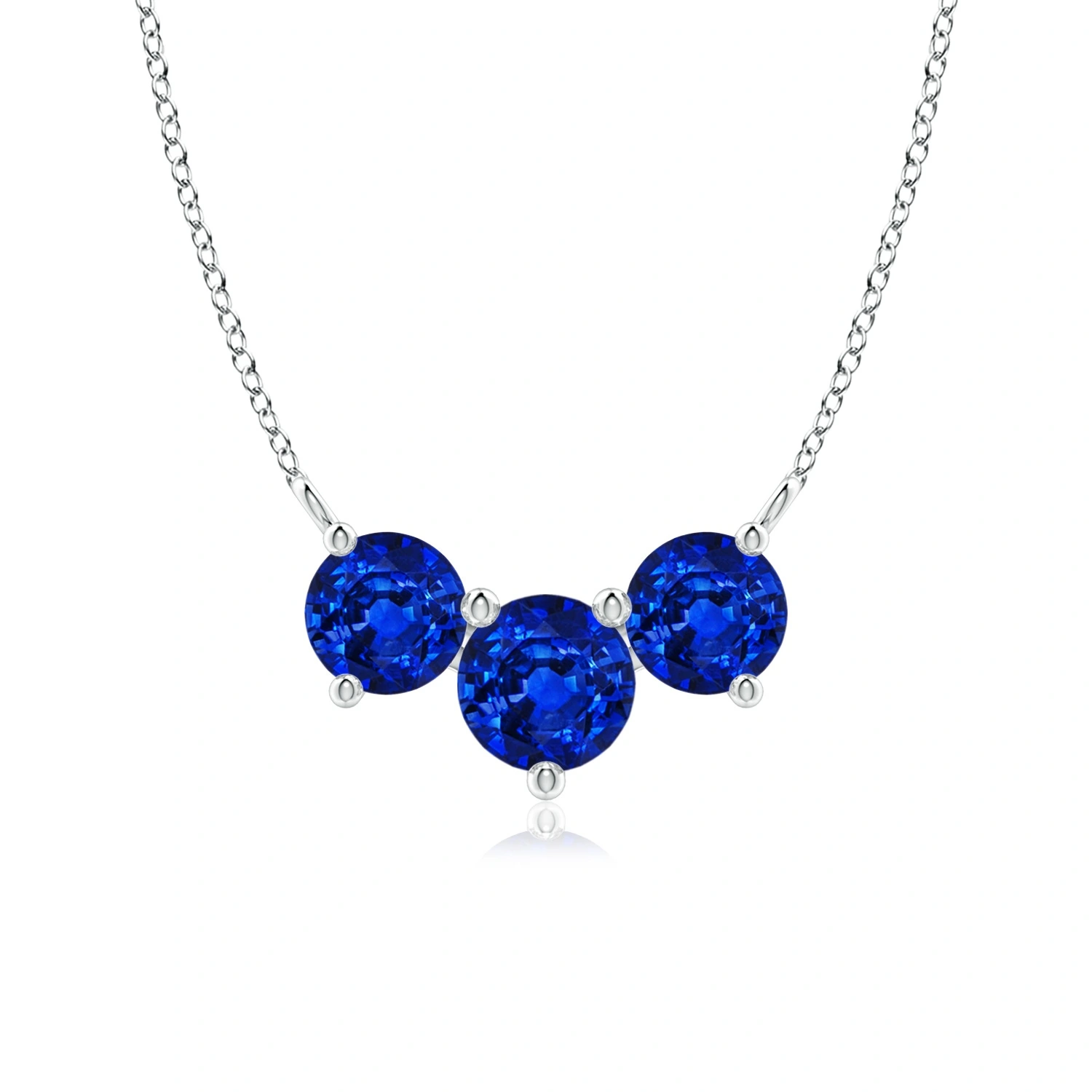 Classic Trio Round Lab-Grown Sapphire Necklace main