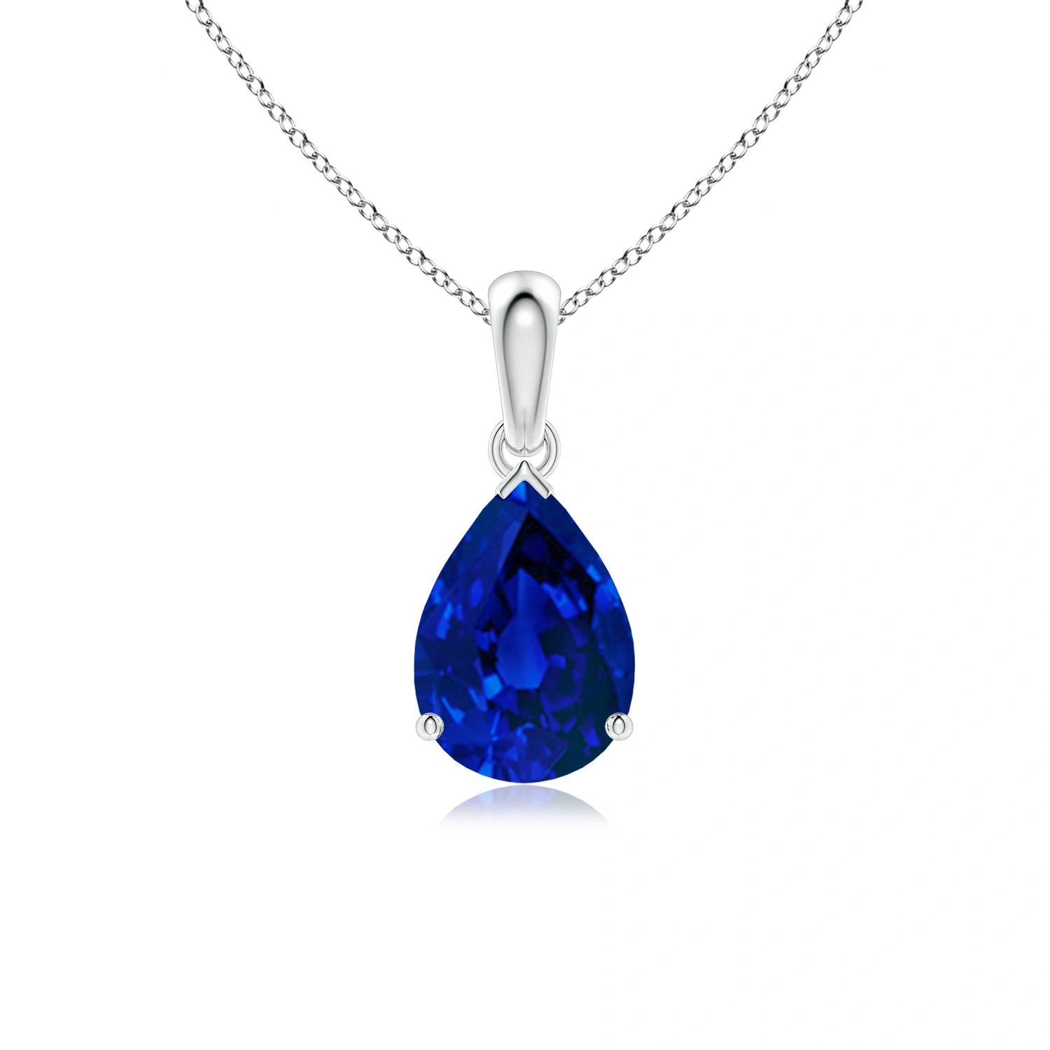 Prong-Set Pear Lab-Grown Blue Sapphire Solitaire Pendant main