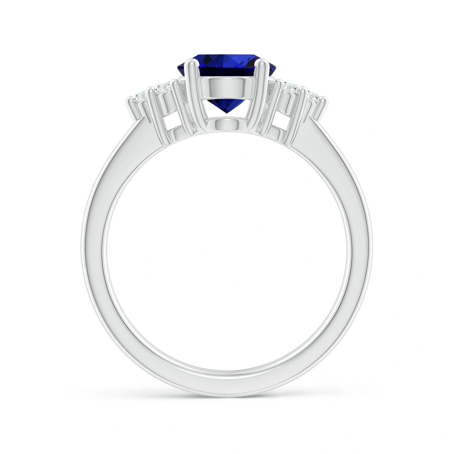 Oval Lab-Grown Blue Sapphire Engagement Ring with Diamond Accents detail