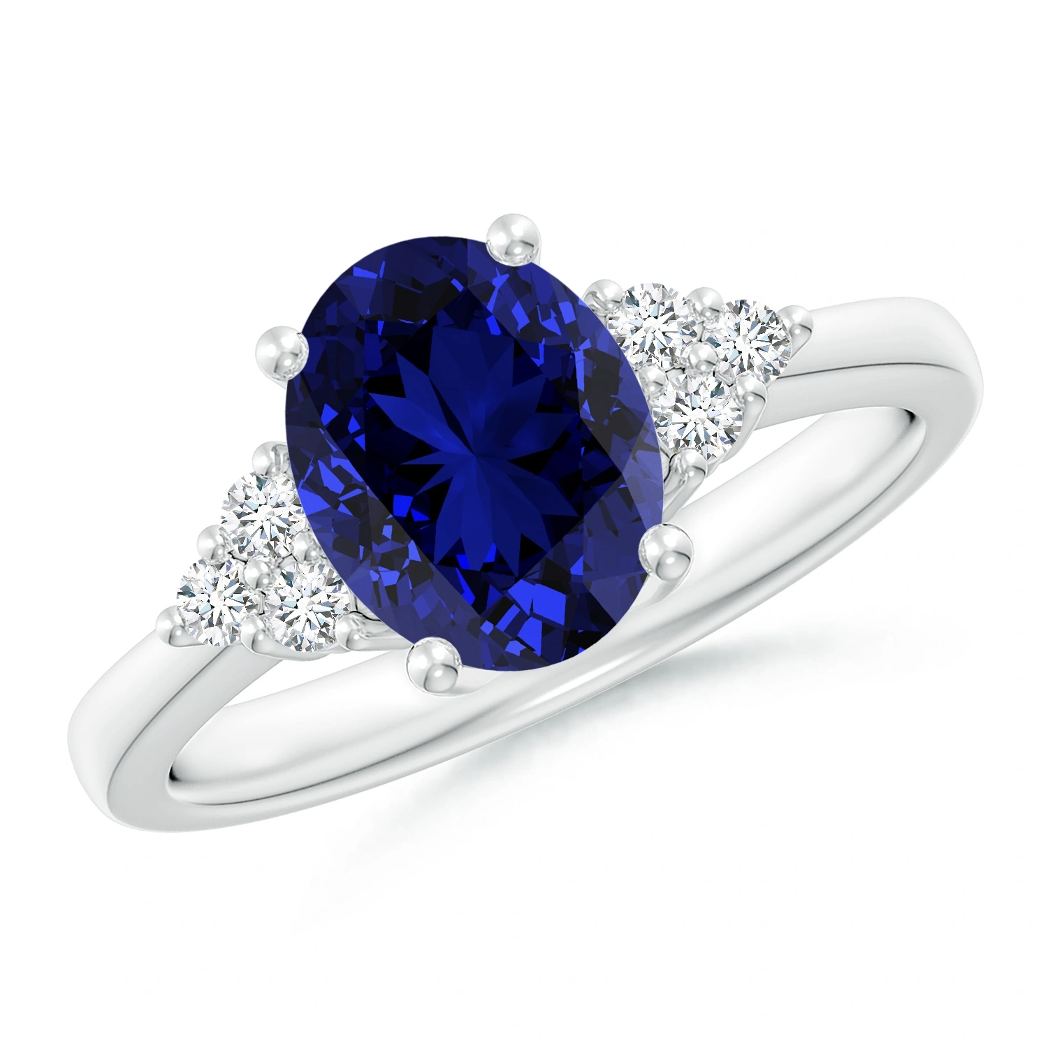 Oval Lab-Grown Blue Sapphire Engagement Ring with Diamond Accents main